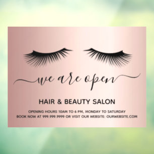 Schoonheidssalon roze gouden wimpers raamsticker