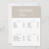 Schoonheidssalon Service prijslijst (Voorkant)