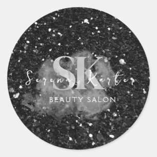 Schoonheidssalon Winter Glitter Zwart Ronde Sticker