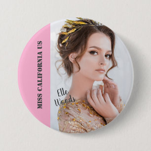 Schoonheidswedstrijd Knop Speld - Donkere Tekst Ronde Button 7,6 Cm