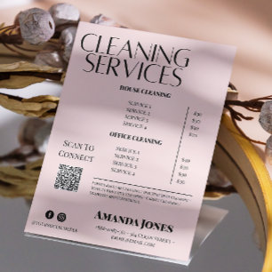 Schoonmaak Diensten Maid Prijs Pastel Roze Kaart