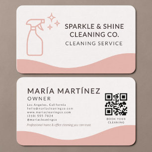 Schoonmaak Huis Roze QR Code Visitekaartje