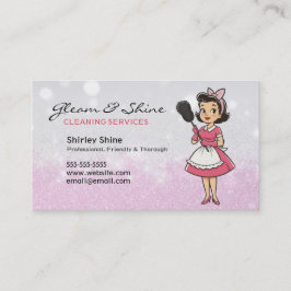 Schoonmaak Lady Cleaner Service Roze Sparkles Retr Visitekaartje