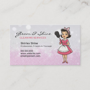 Schoonmaak Lady Cleaner Service Roze Sparkles Retr Visitekaartje