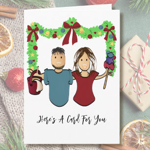 Schoonmaak Man Vrouw Cartoon Bedankt Kerstmis Kaart