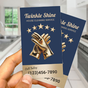 Schoonmaak Service Maid Golden Gloves Housekeeping Visitekaartje