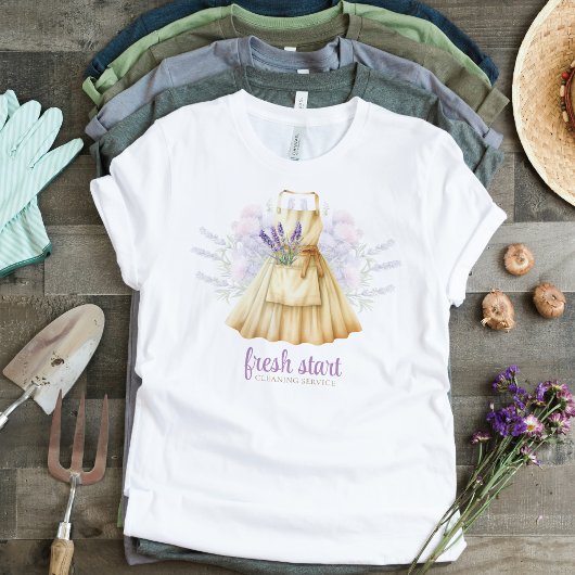 Schoonmaak Service Waterverf Lavendel Schort T-shirt