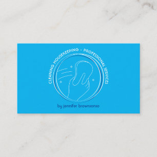 Schoonmaak Spons en Hand met Sterren op Blauw Visitekaartje