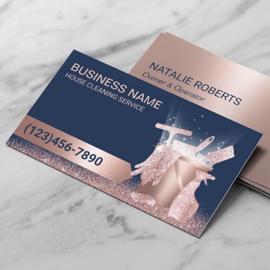 Schoonmaak van het huis Service Navy & Roos Gold G Visitekaartje