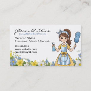 Schoonmaak Visitekaartjes Bloemen & Cartoon Cleane