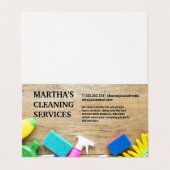 Schoonmaakartikelen op tafel visitekaartjes (Buitenkant ongevouwen)