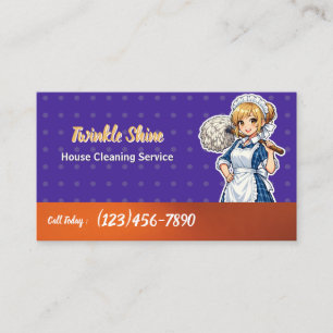 Schoonmaakbedrijf Bedrijfskaart met Cute Maid Huis Visitekaartje
