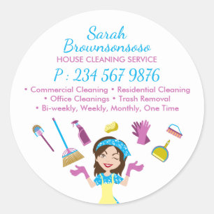 Schoonmaakbedrijven en hun diensten Schoonmaakster Ronde Sticker