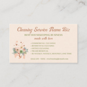 Schoonmaakdienst Blush Floral Bedrijfsruimte Visitekaartje