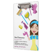 Schoonmaakdienst Cartoon Lady Janitorial Klembord (Links)