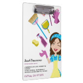 Schoonmaakdienst Cartoon Lady Janitorial Klembord (Rechts)