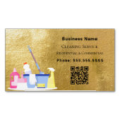 Schoonmaakdienst gouden QR code Magnetisch Visitekaartje (Voorkant)