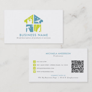 Schoonmaakdienst Modern Logo & QR Code Visitekaartje