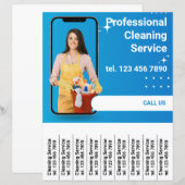 Schoonmaakdienst Promotie Flyer Afscheur stroken (Voorkant / Achterkant)