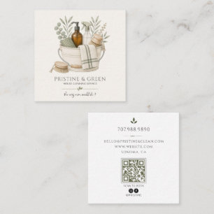 Schoonmaakdienst QR-code Vierkante Visitekaartje