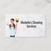 schoonmaakdienst | Schoonmaakster met bezem | Marm Visitekaartje (Voorkant)
