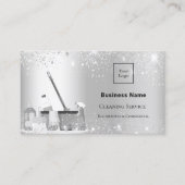 Schoonmaakdienst zilverglitterstof logo QR-code Visitekaartje (Voorkant)