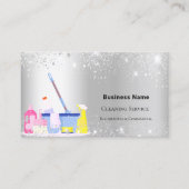 Schoonmaakdienst zilverglitterstof QR-code Visitekaartje (Voorkant)