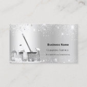 Schoonmaakdienst zilverglitterstof QR-code Visitekaartje (Voorkant)