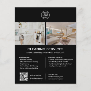 Schoonmaakdiensten Aangepast Logo Zwart QR Flyer