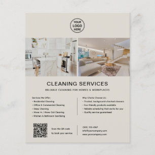 Schoonmaakdiensten Aangepaste Logo QR-code Flyer