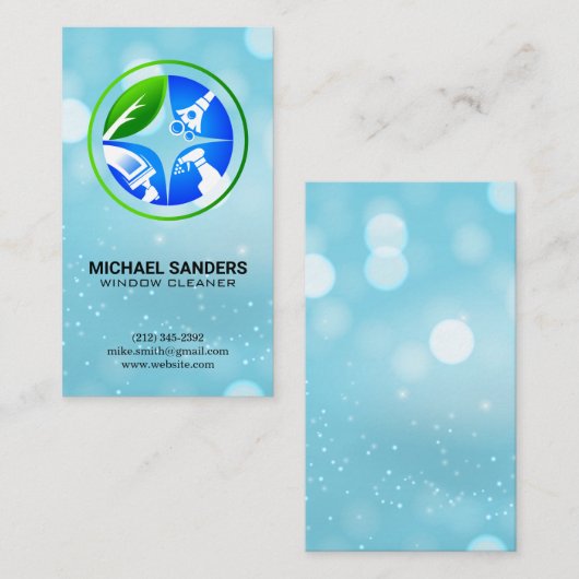 Schoonmaakdiensten Icoon | Sparkle Boke Achtergron Visitekaartje (Voorkant / Achterkant)