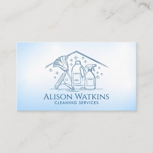 Schoonmaakdiensten - Line Art Visitekaartje (Voorkant)