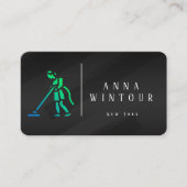 Schoonmaakdiensten QR Code Modern Zwart Visitekaartje (Voorkant)