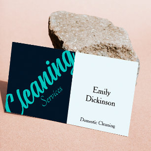 Schoonmaakdiensten QR Code Retro Visitekaartje