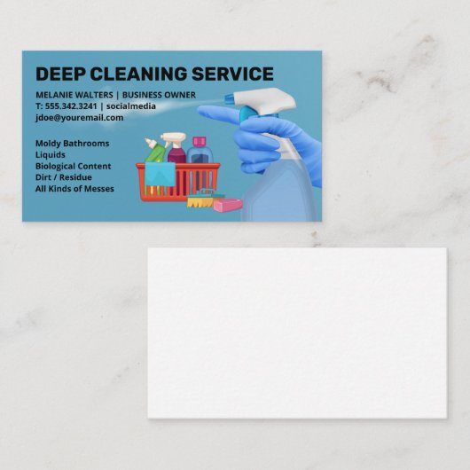 Schoonmaakgereedschap | Oplossing voor vloeistofsp Visitekaartje (Voorkant / Achterkant)