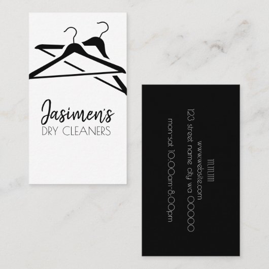 Schoonmaakkaartsjabloon voor droog reinigen visitekaartje (Voorkant / Achterkant)