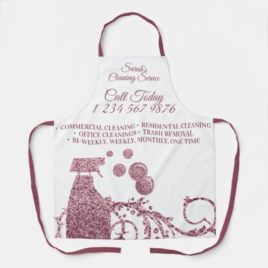 Schoonmaakmaden Janitorial, roze spoelroos Schort (Voorkant)