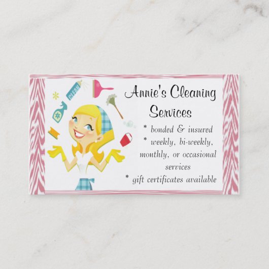 Schoonmaakmaden visitekaartje (Voorkant)