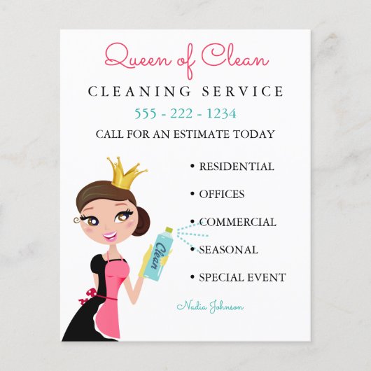 Schoonmaakmaid Service Brunette Character Crown Flyer (Voorkant)