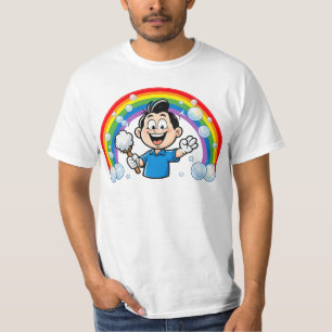 Schoonmaakmascotte Regenboog Cartoon Ontwerp Kunst T-shirt