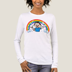 Schoonmaakmascotte Regenboog Cartoon Ontwerp Kunst Tri-Blend Shirt
