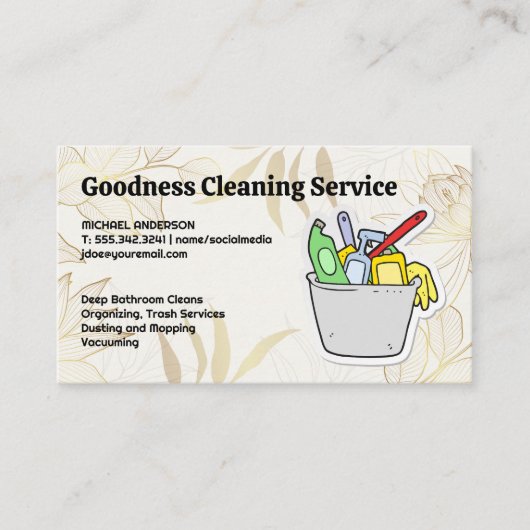 Schoonmaakmiddelen in de Bucket Visitekaartje (Voorkant)