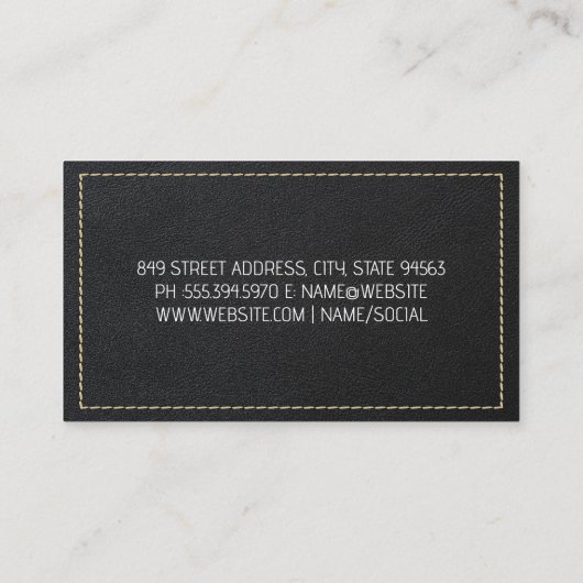 Schoonmaakpictogrammen | Marmer | Zwart gestikte l Visitekaartje (Achterkant)