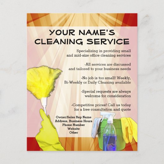 Schoonmaakservice Flyer Vibrant Ray Bedrijfsbureau (Voorkant)