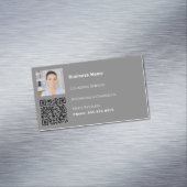Schoonmaakservice grijze foto QR-code Magnetisch Visitekaartje (Voorbeeld)