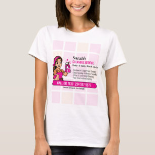 Schoonmaakservice in huis met heet roze spuitfles t-shirt