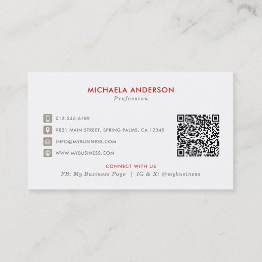 Schoonmaakservice Moderne Logo & QR-code Visitekaartje (Achterkant)