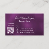 Schoonmaakservice paarse zilveren glitter QR-code Visitekaartje (Achterkant)