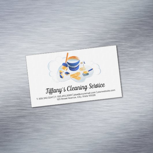 Schoonmaakservice | Schoonmaakmiddelen voor werkst Magnetisch Visitekaartje (Voorbeeld)