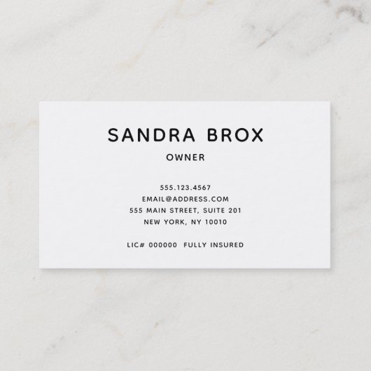 Schoonmaakservice voor het zwarte en witte huis visitekaartje (Achterkant)